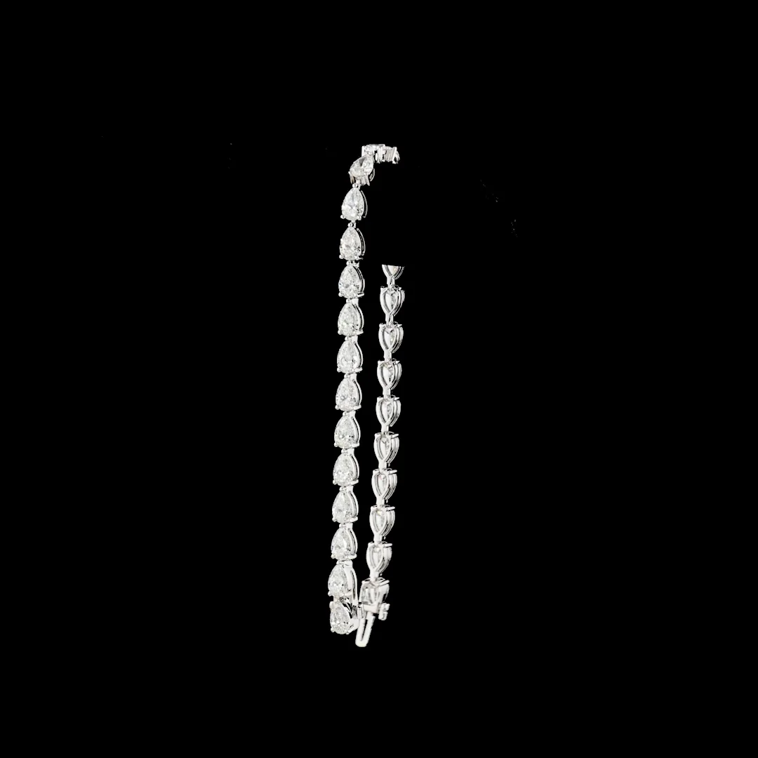 9.21 Cts 14k White Gold Pear Shape Tennis Bracelet - Image 3