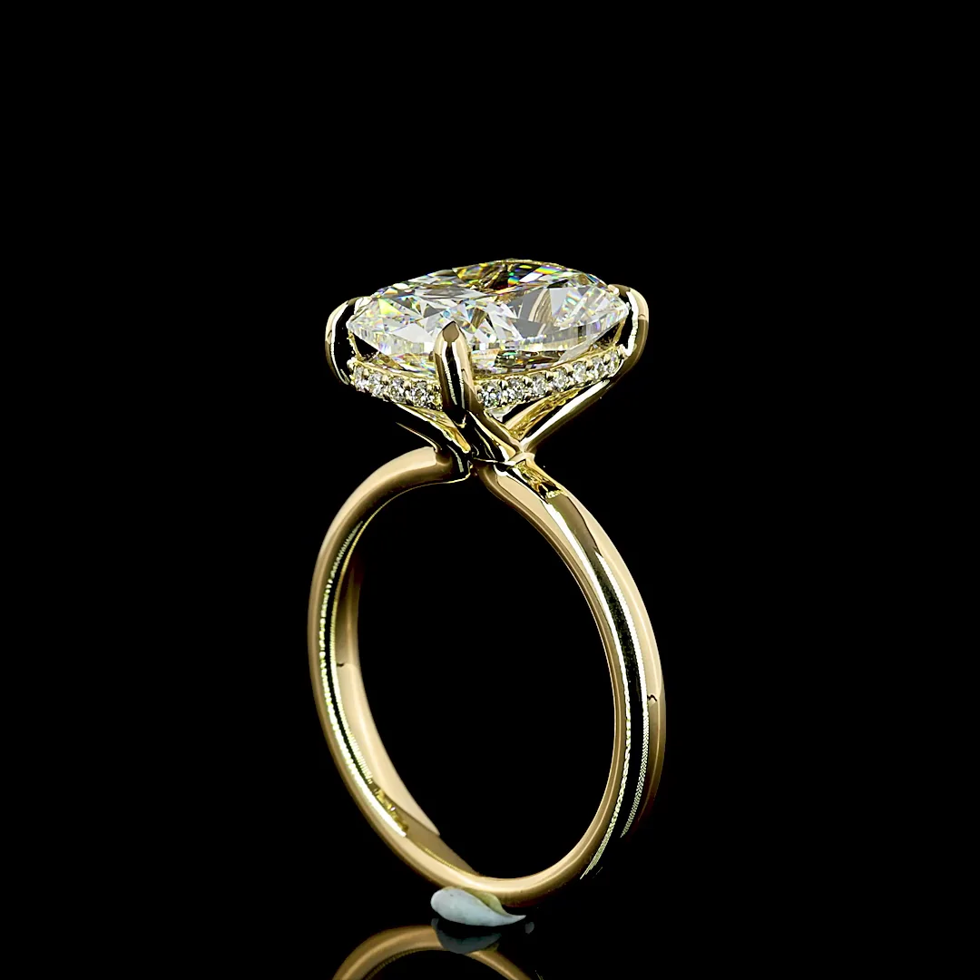 5.34 Cts 14k Yellow Gold Cushion Brilliant Shape Hidden Halo Ring - Image 2