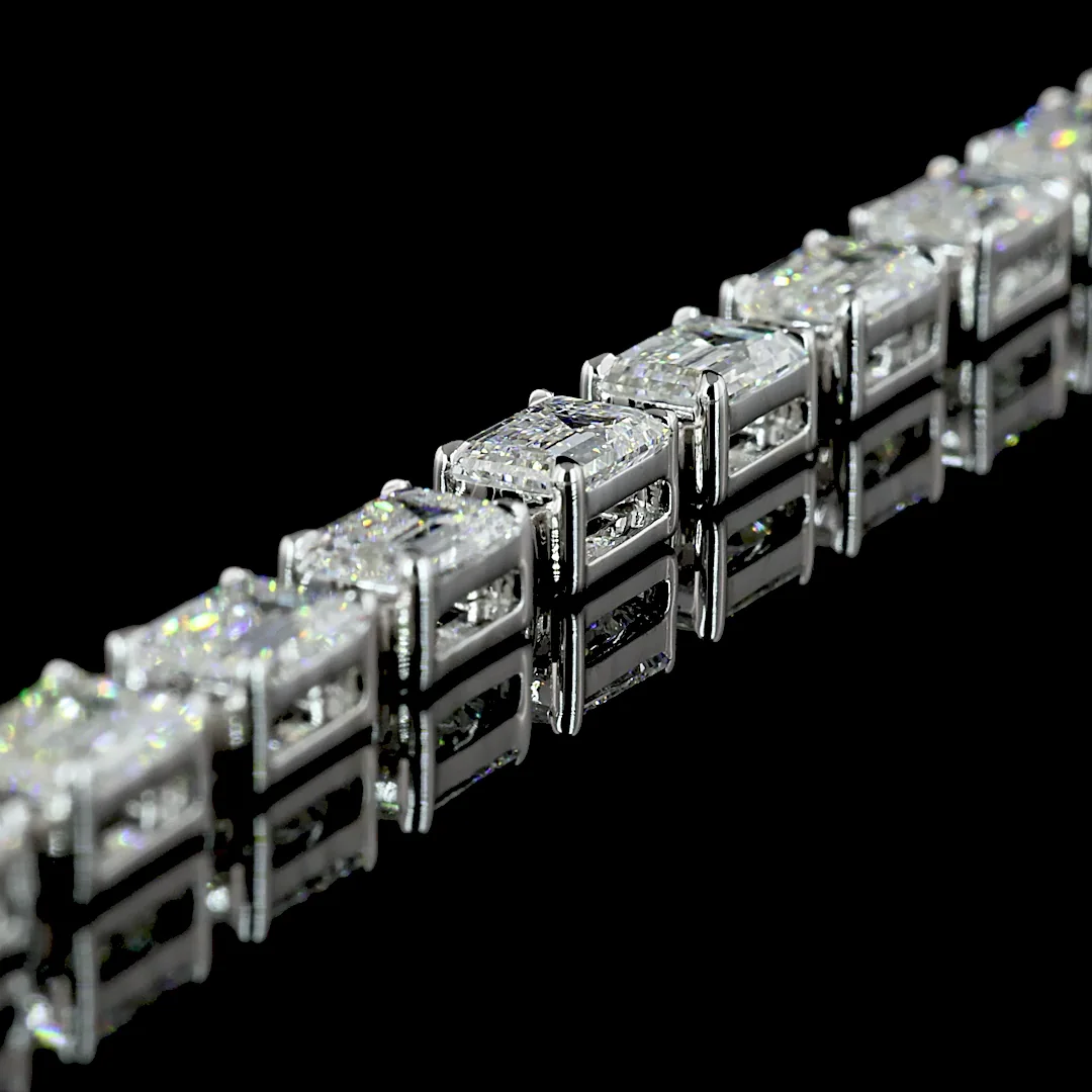 25.03 Cts 14k White Gold Emerald Shape Lariat Necklace - Image 4