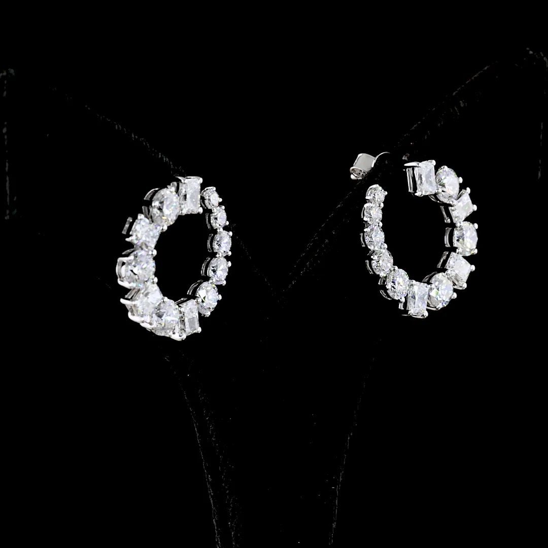 5.29 Cts 18k White Gold Mix Shape Special Earring - Image 4