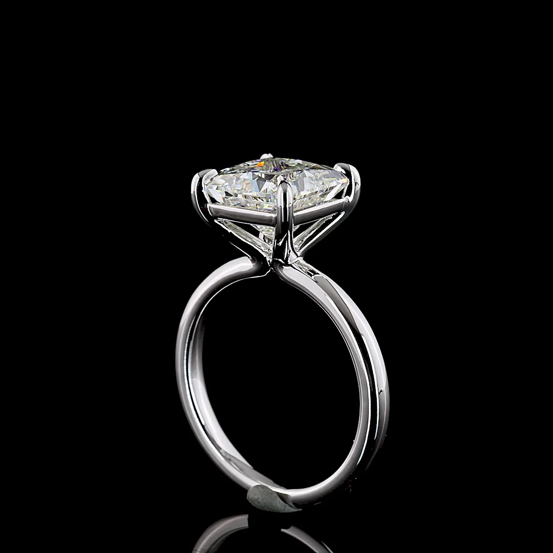 4.1 Cts 14k White Gold Princess Shape Solitaire Ring - Image 2