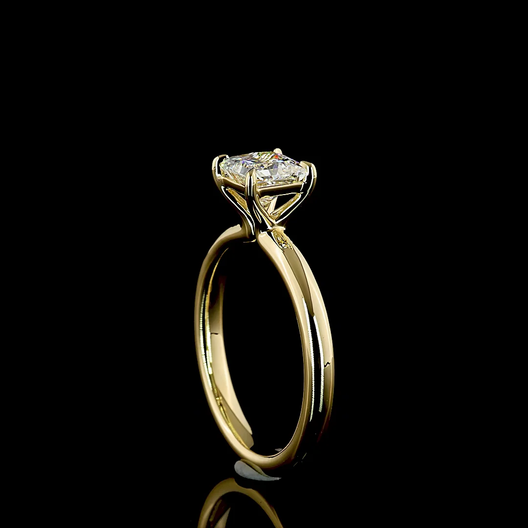 1.01 Cts 14k Yellow Gold Princess Shape Solitaire Ring - Image 2