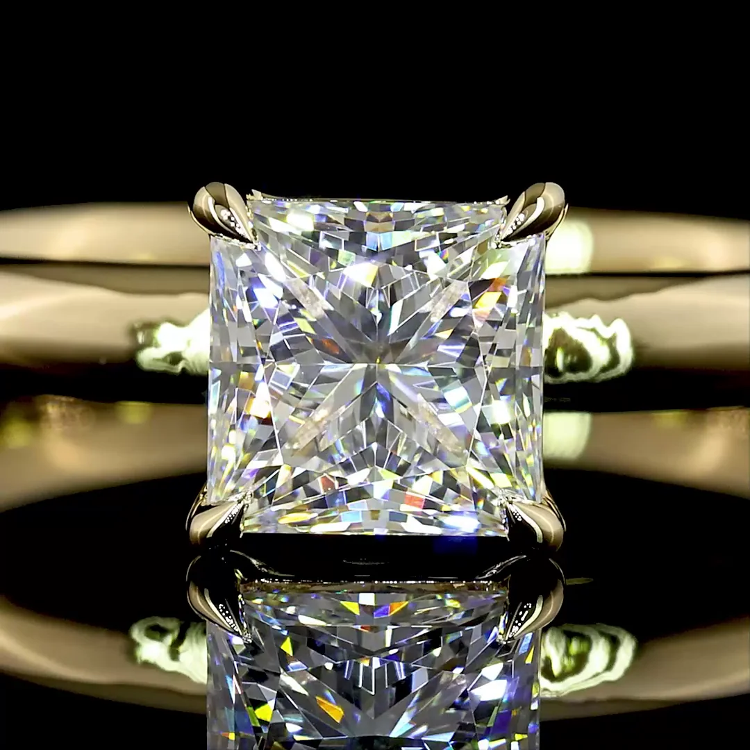 1.01 Cts 14k Yellow Gold Princess Shape Solitaire Ring - Image 3