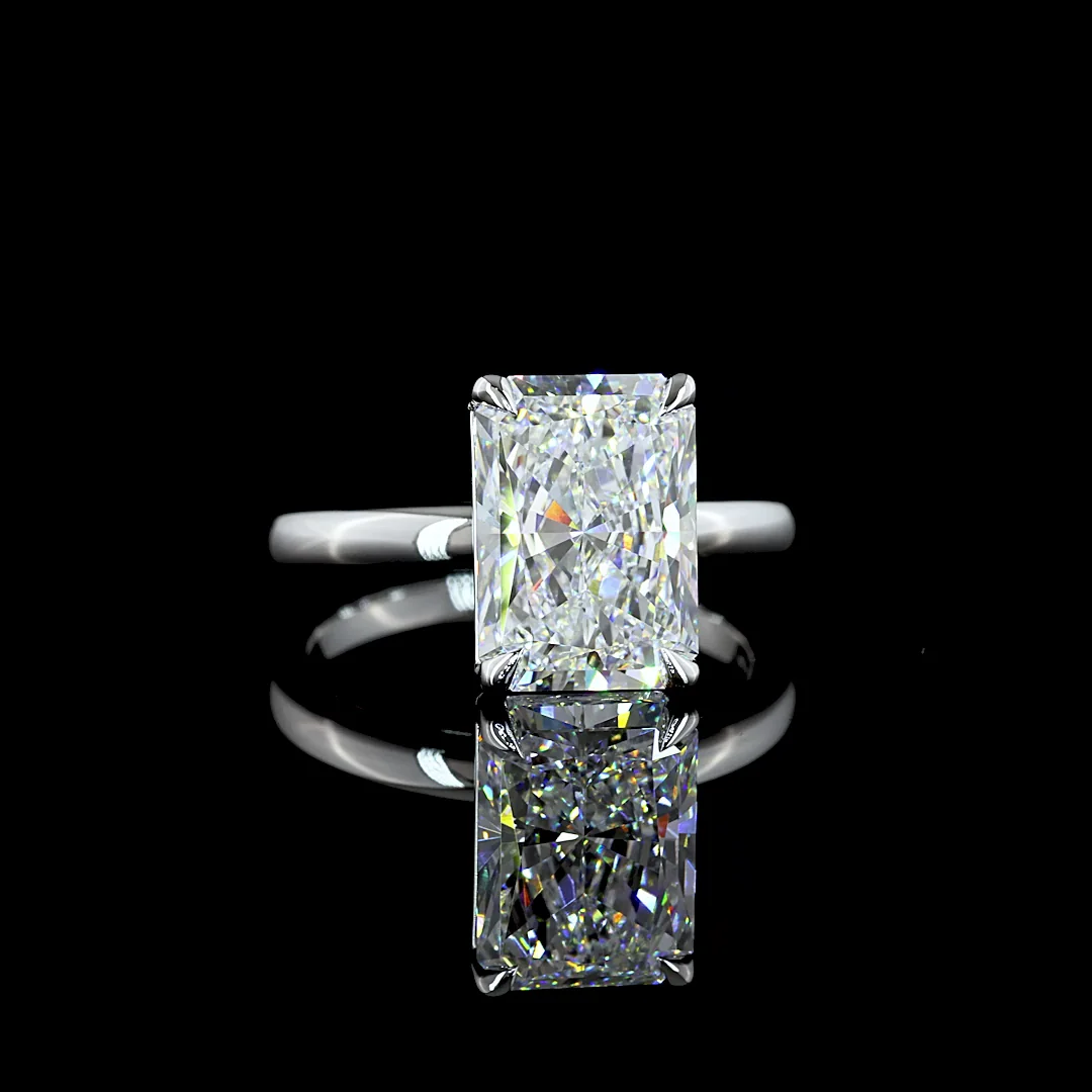 4.14 Cts 14k White Gold Radiant Shape Solitaire Ring - Video