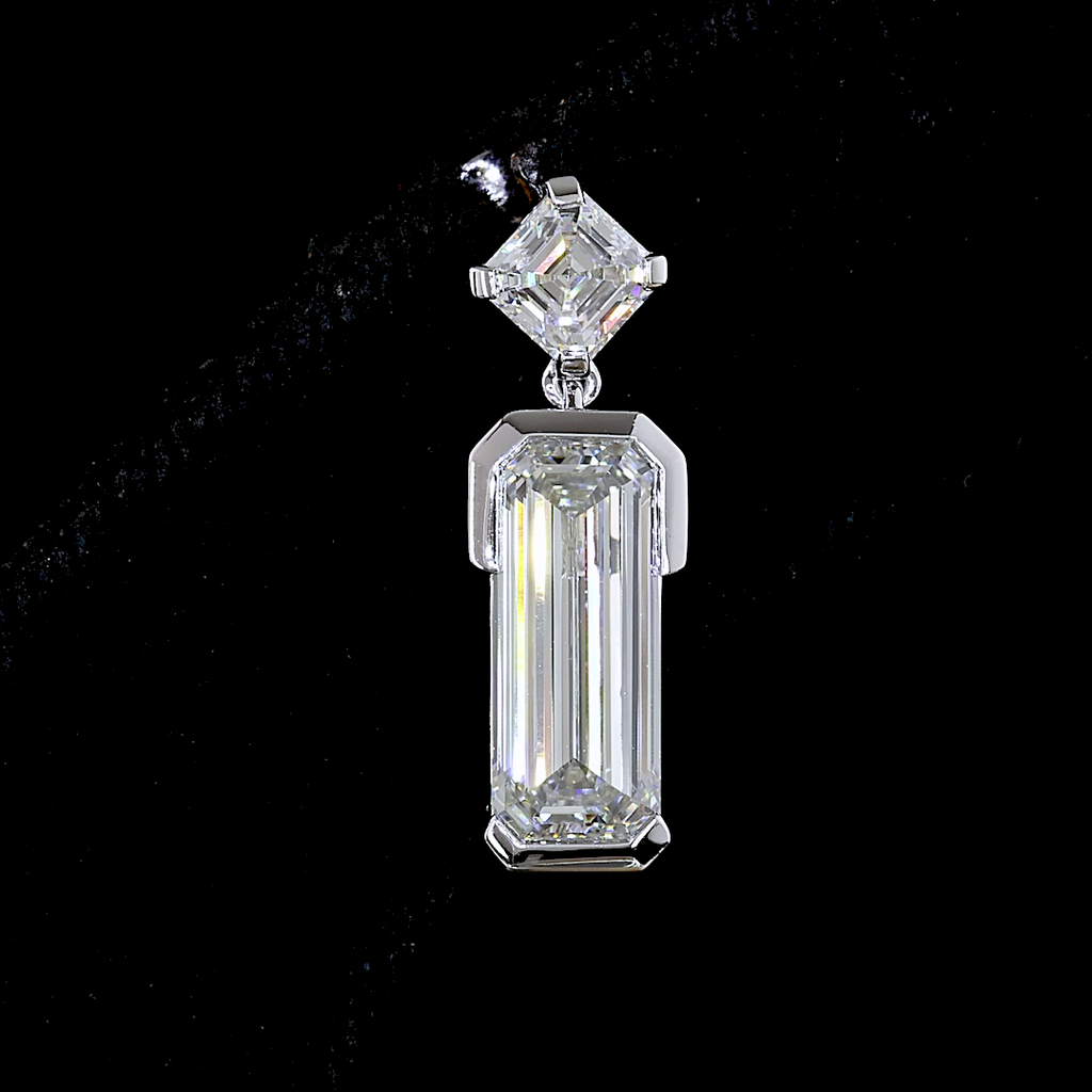 4.79 Cts 14k White Gold Mix Shape Hanging Earring - Image 3