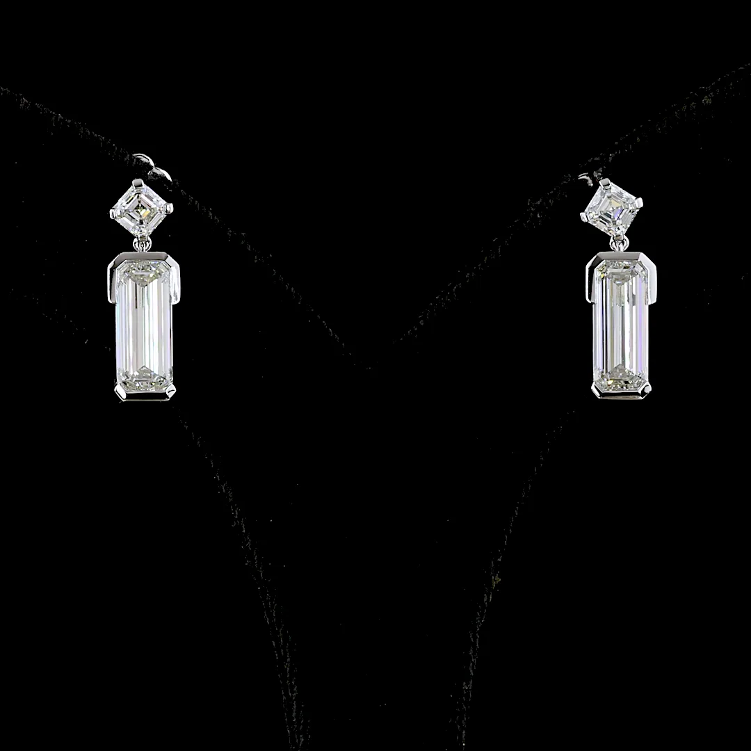 4.79 Cts 14k White Gold Mix Shape Hanging Earring - Video