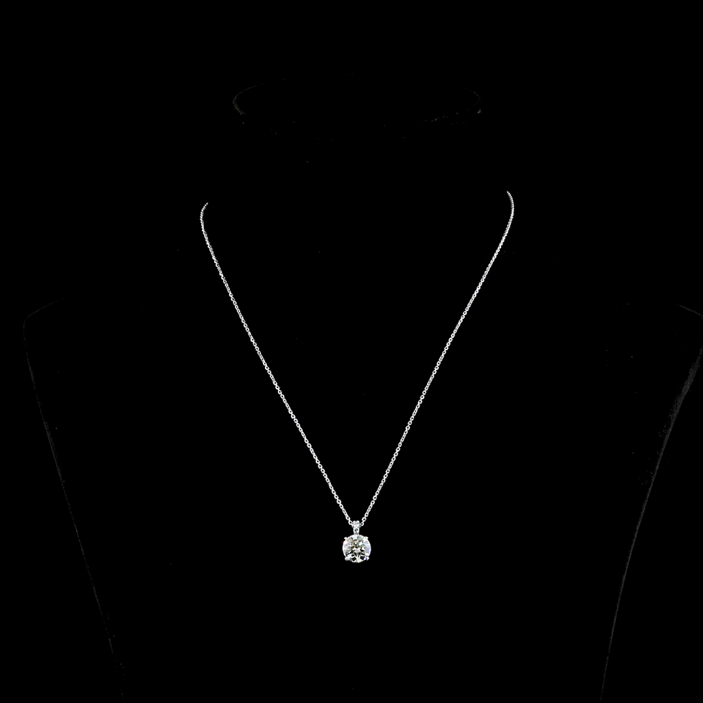 2.15 Cts 14k White Gold Round Shape Pendant Pendant - Video