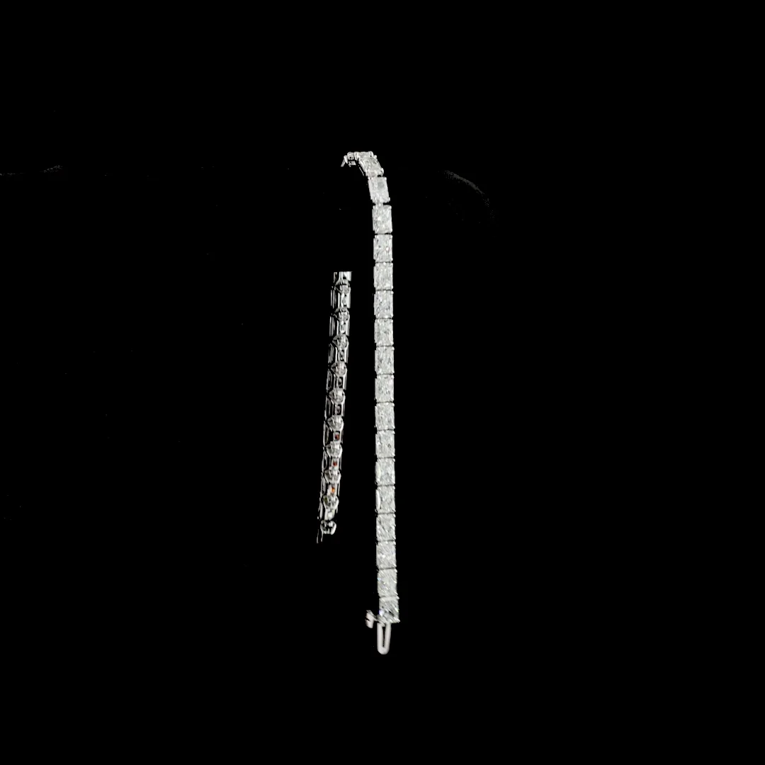 11.24 Cts 14k White Gold Radiant Shape Tennis Bracelet - Image 3