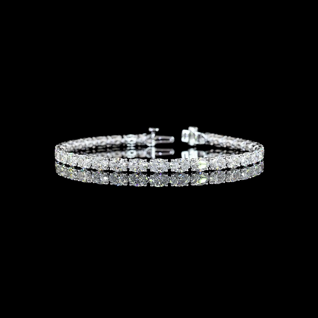 10.54 Cts 14k White Gold Oval Shape Tennis Bracelet - Video