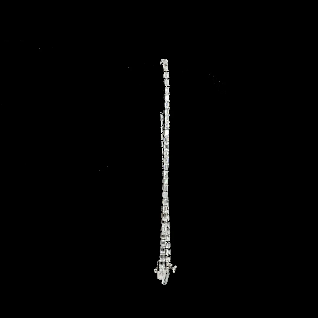 2.98 Cts 14k White Gold Emerald Shape Tennis Bracelet - Image 3
