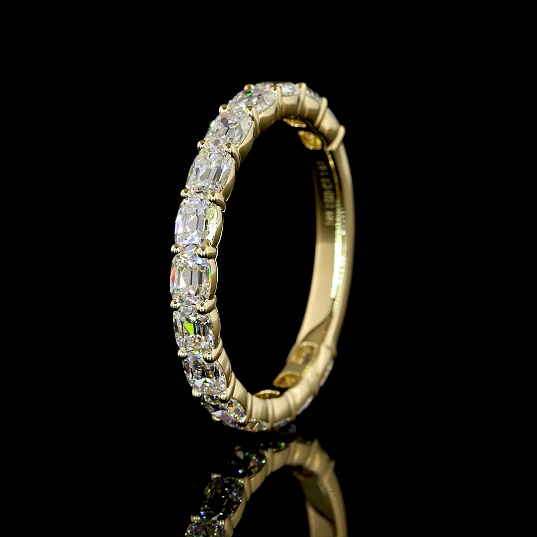 1.67 Cts 14k Yellow Gold Antique Cushion Shape 3/4 Band Eternity Band - Image 4