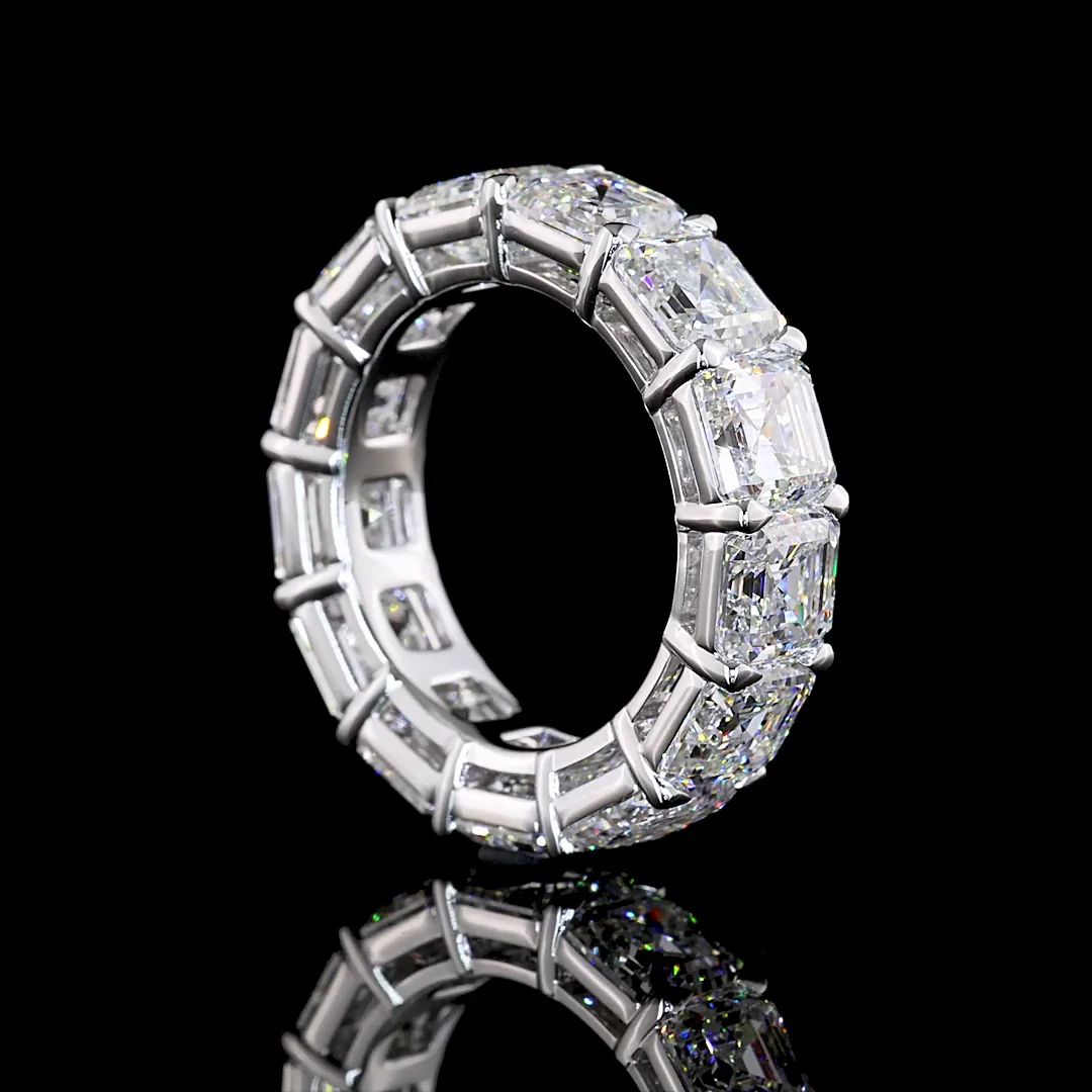 13.09 Cts 14k White Gold Asscher Shape Eternity Band Eternity Band - Image 2