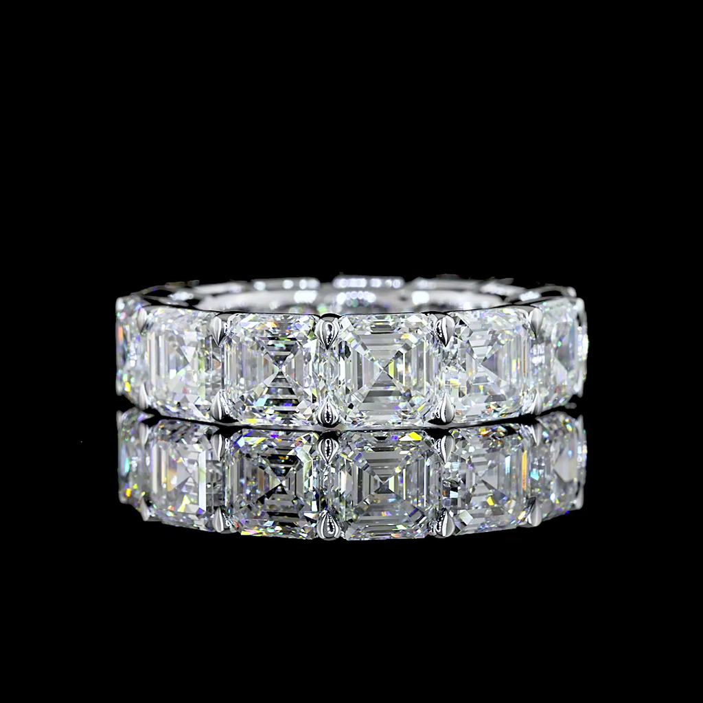 13.09 Cts 14k White Gold Asscher Shape Eternity Band Eternity Band - Video