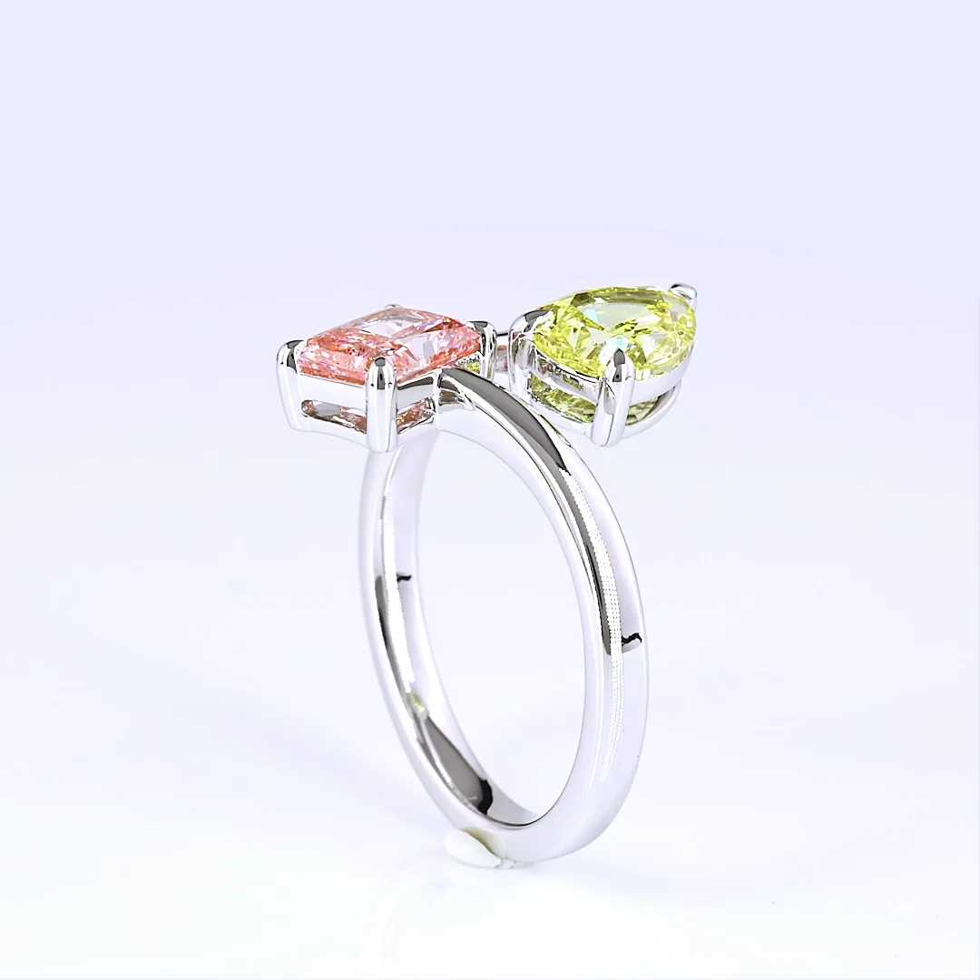 2.52 Cts 14k White Gold Mix Shape Special Ring - Image 2