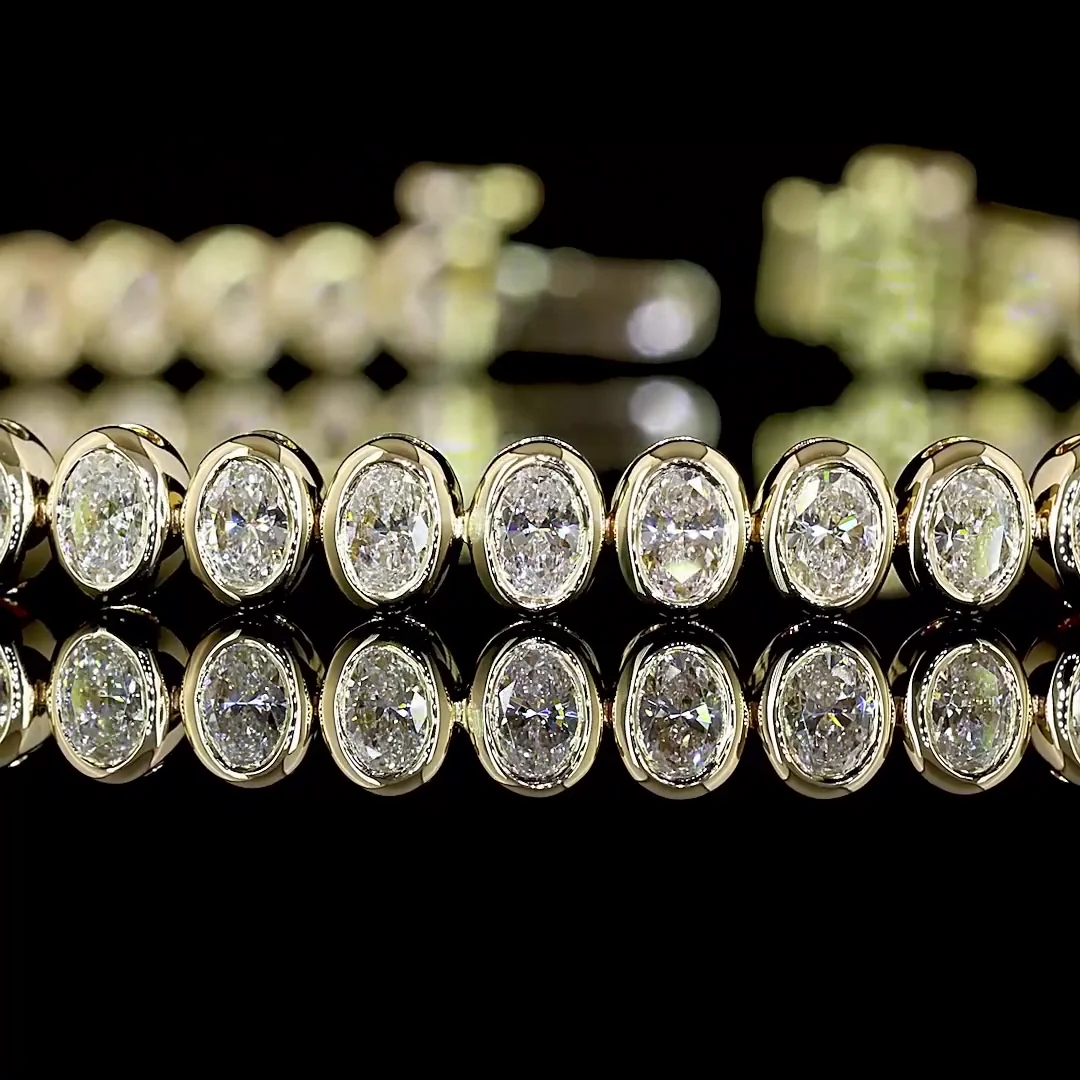 3.22 Cts 14k Yellow Gold Oval Shape Tennis Bracelet - Image 2