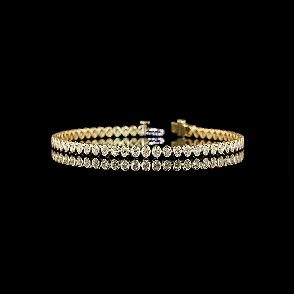 3.22 Cts 14k Yellow Gold Oval Shape Tennis Bracelet - Video