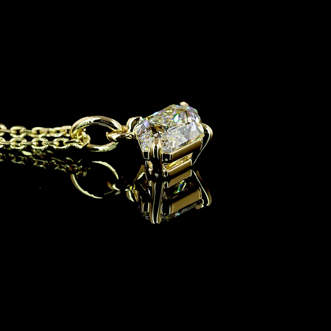 1.06 Cts 14k Yellow Gold Lozenge Step Cut Shape Solitaire Necklace - Image 4