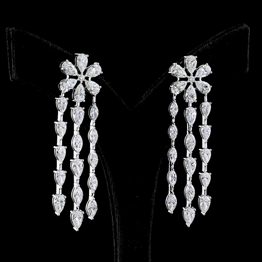 14.29 Cts 14k White Gold Mix Shape Special Earring - Image 2