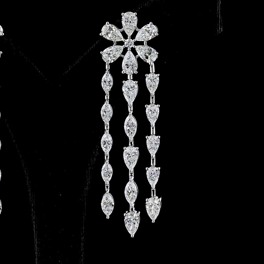 14.29 Cts 14k White Gold Mix Shape Special Earring - Image 3