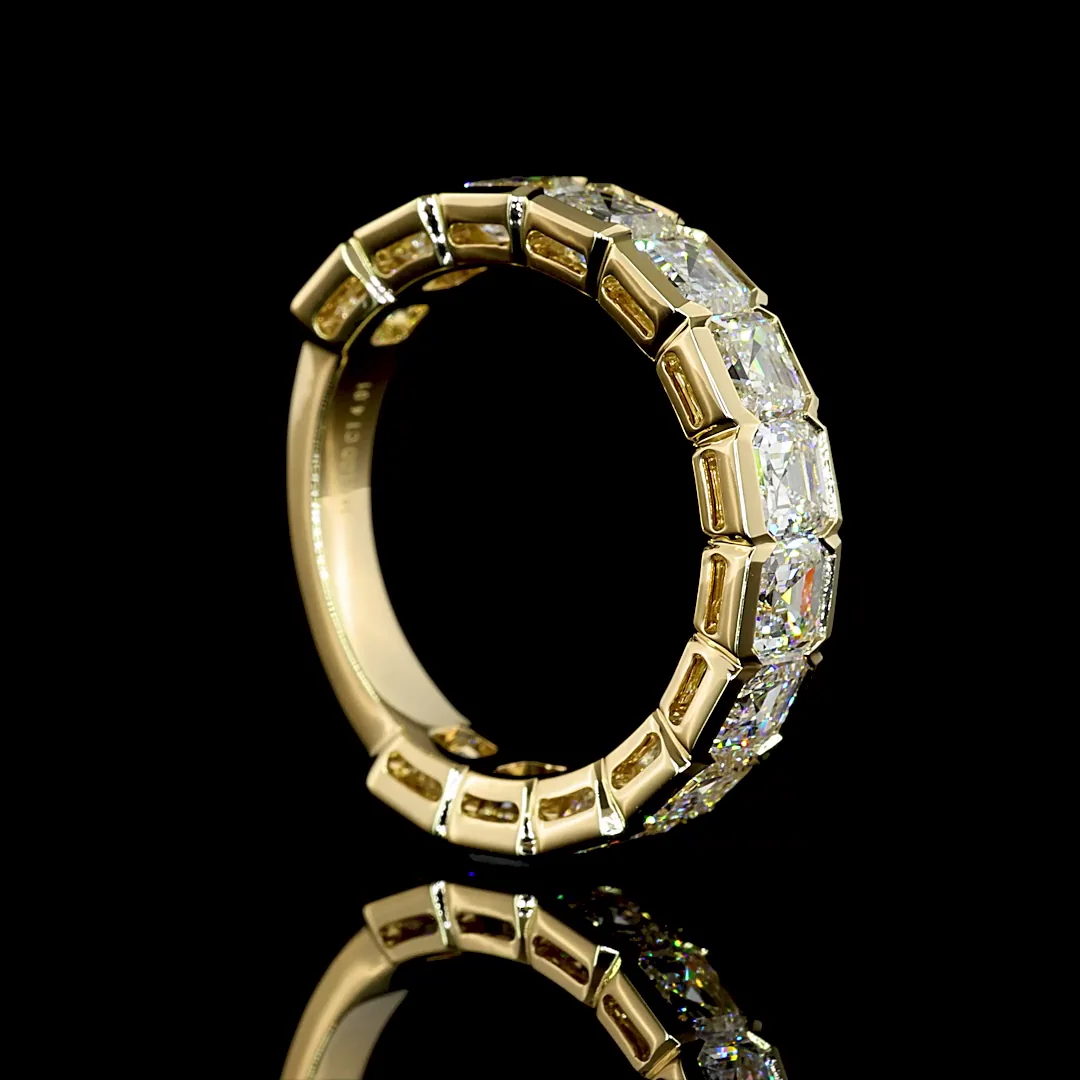 4.01 Cts 14k Yellow Gold Asscher Shape 3/4 Band Eternity Band - Image 2