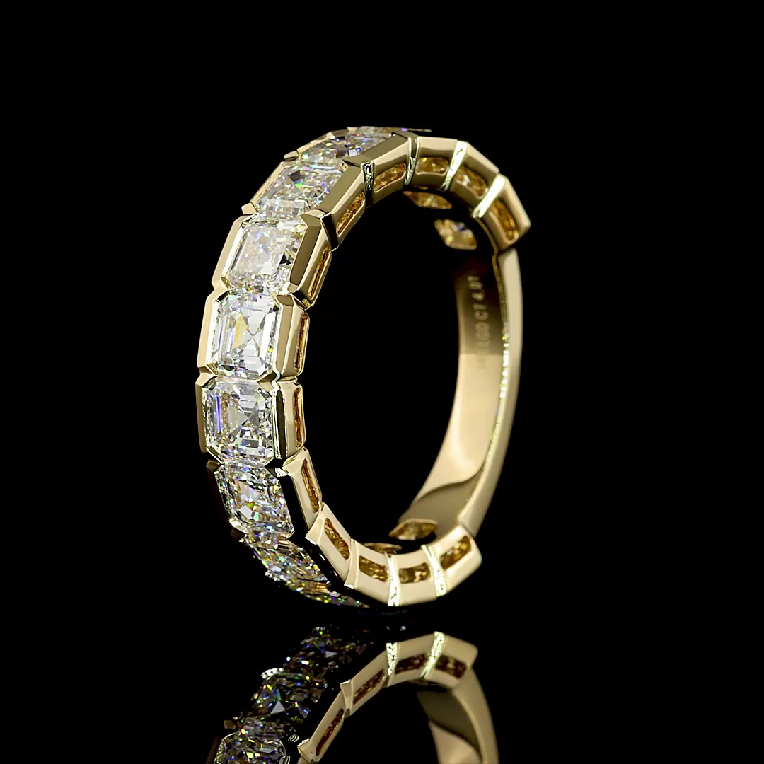 4.01 Cts 14k Yellow Gold Asscher Shape 3/4 Band Eternity Band - Image 4