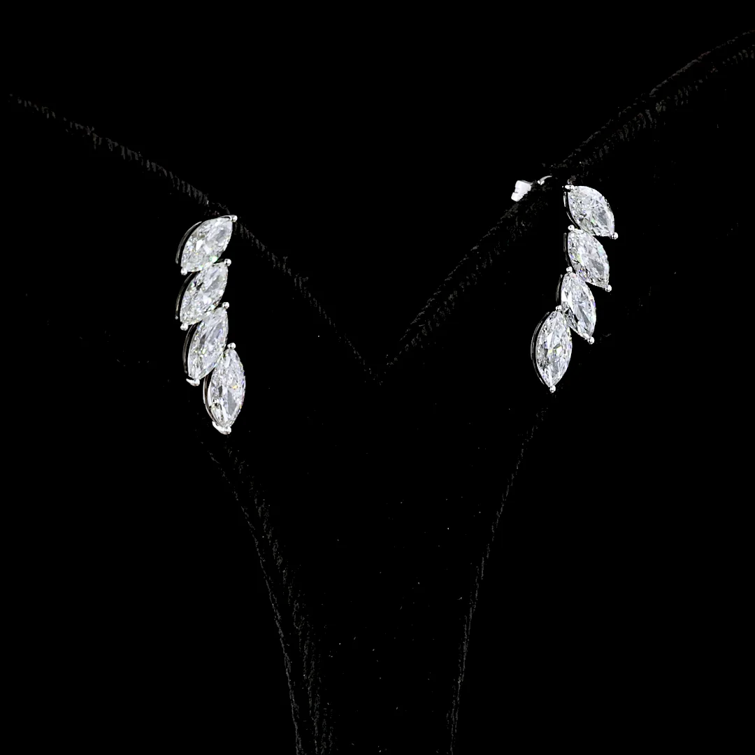 2.62 Cts 14k White Gold Marquise Shape Crawler Earring - Image 4