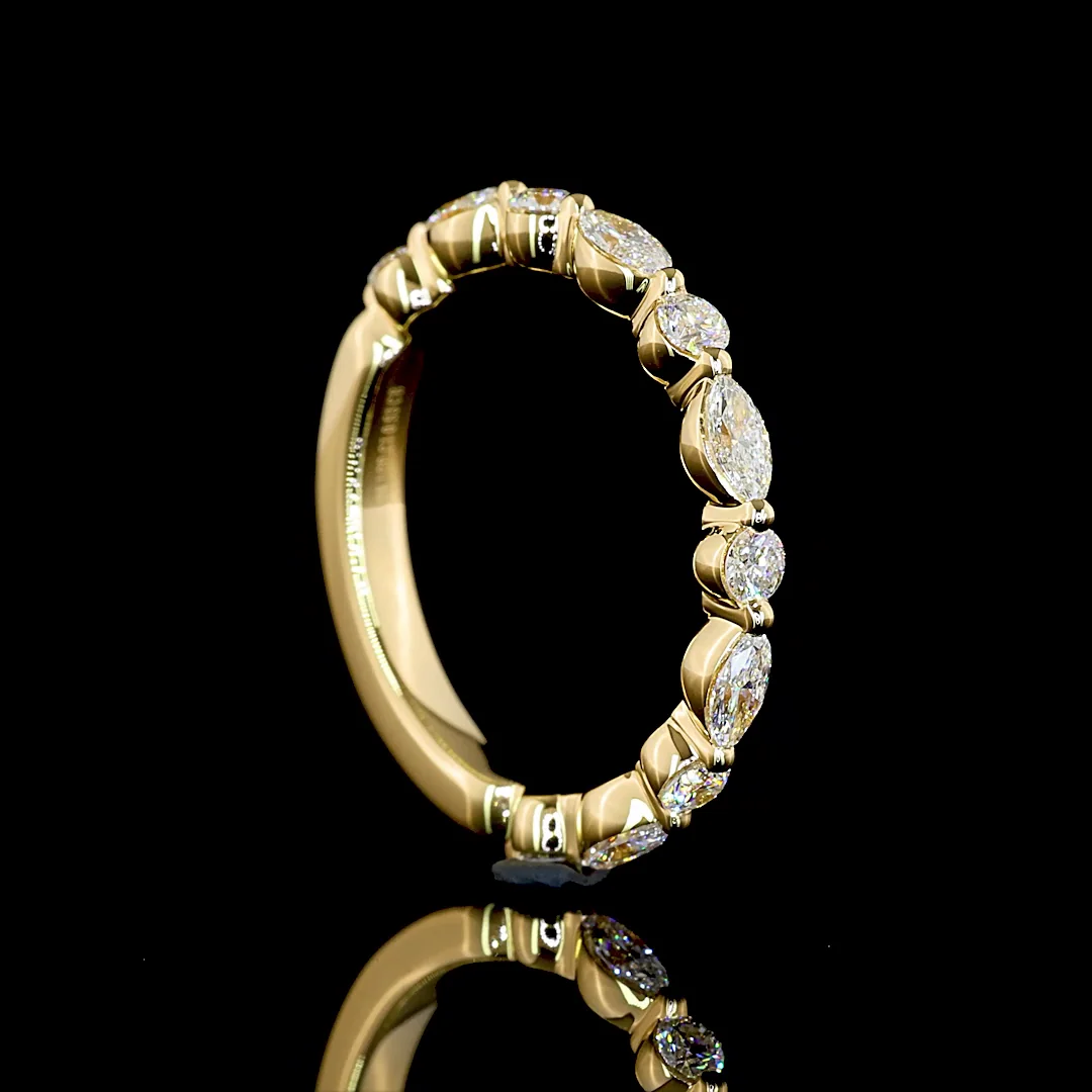 0.53 Cts 18k Yellow Gold Mix Shape 3/4 Band Eternity Band - Image 2