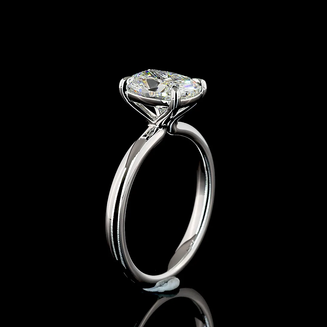 2.05 Cts 14k White Gold Cushion Brilliant Shape Solitaire Ring - Image 4