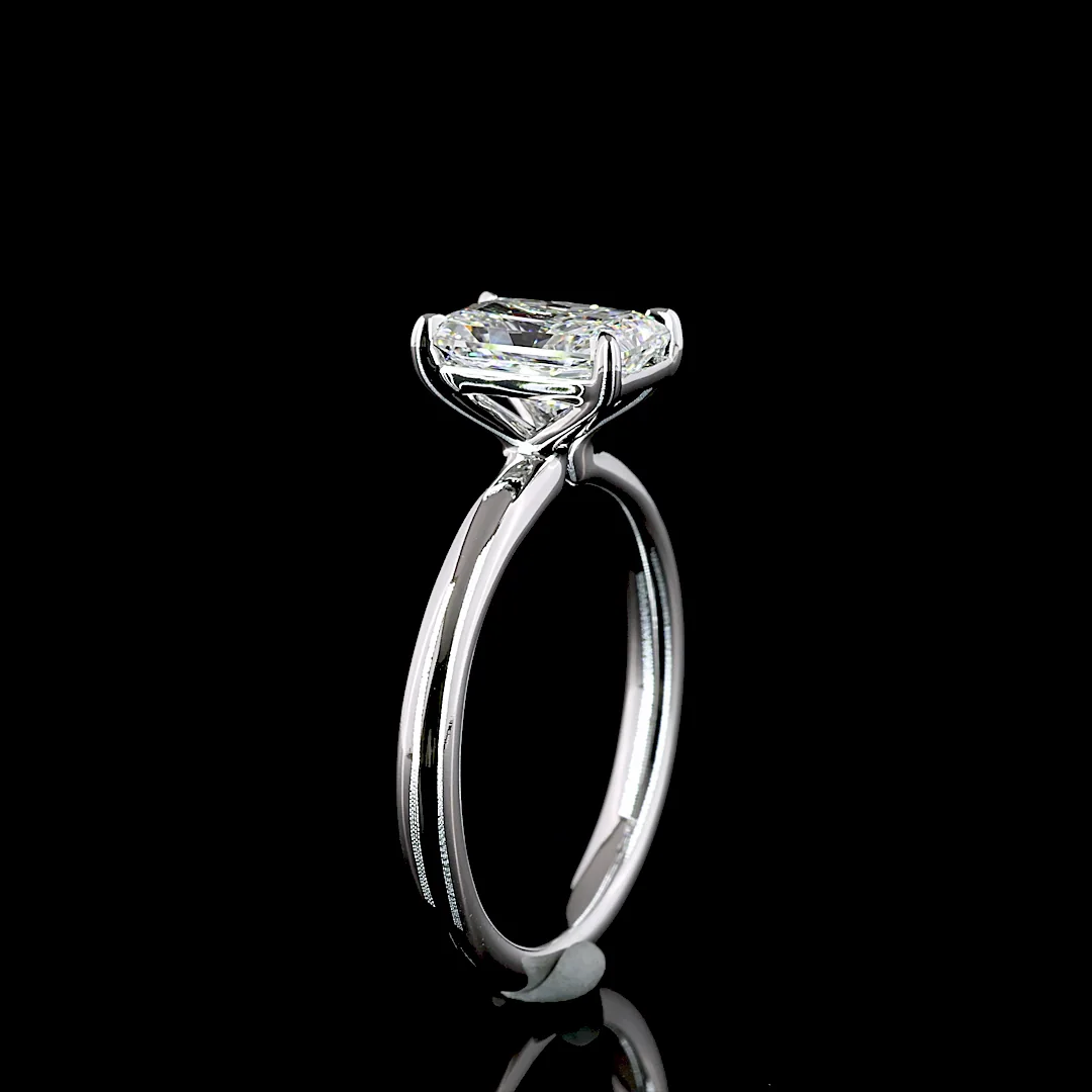 1.54 Cts 14k White Gold Radiant Shape Solitaire Ring - Image 4