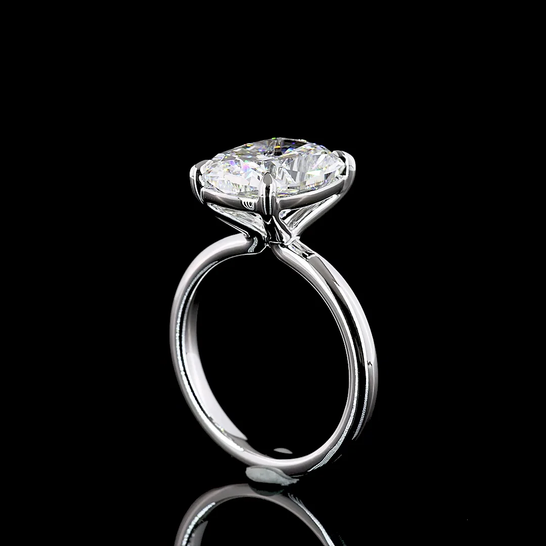 5.1 Cts 14k White Gold Cushion Brilliant Shape Solitaire Ring - Image 2