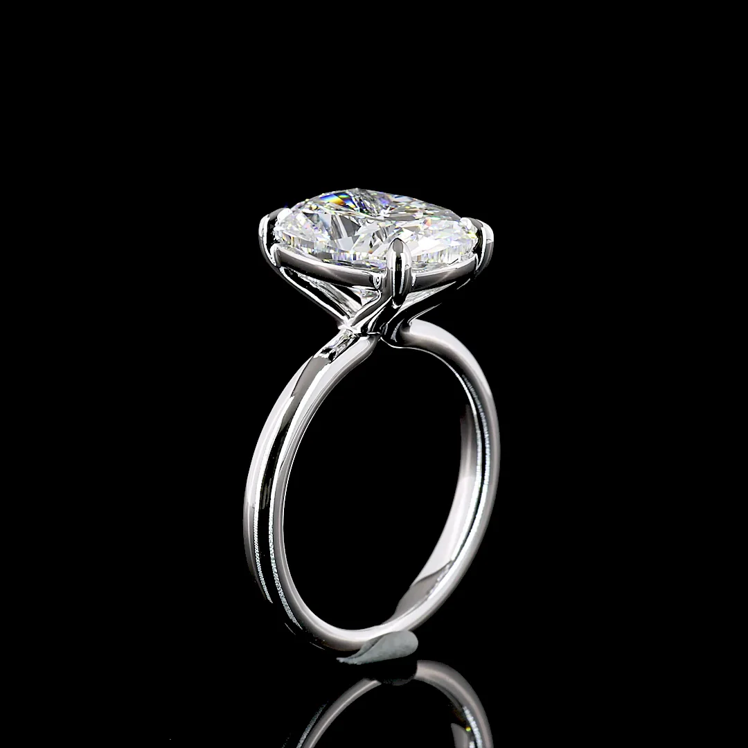 5.1 Cts 14k White Gold Cushion Brilliant Shape Solitaire Ring - Image 4