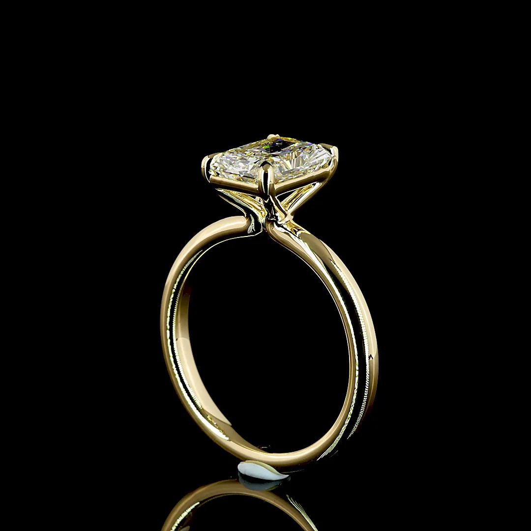 2.13 Cts 14k Yellow Gold Radiant Shape Solitaire Ring - Image 2