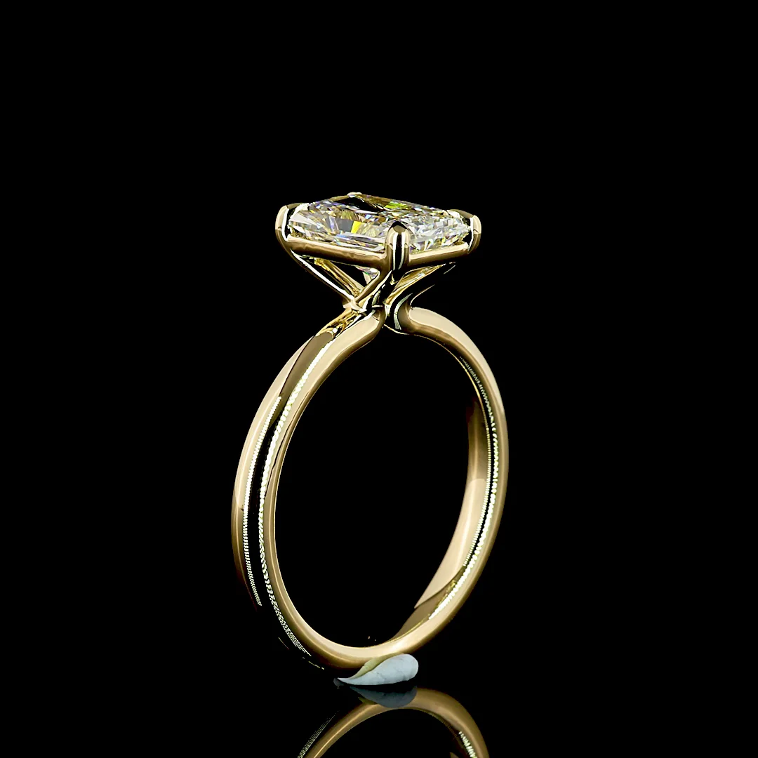 2.13 Cts 14k Yellow Gold Radiant Shape Solitaire Ring - Image 4
