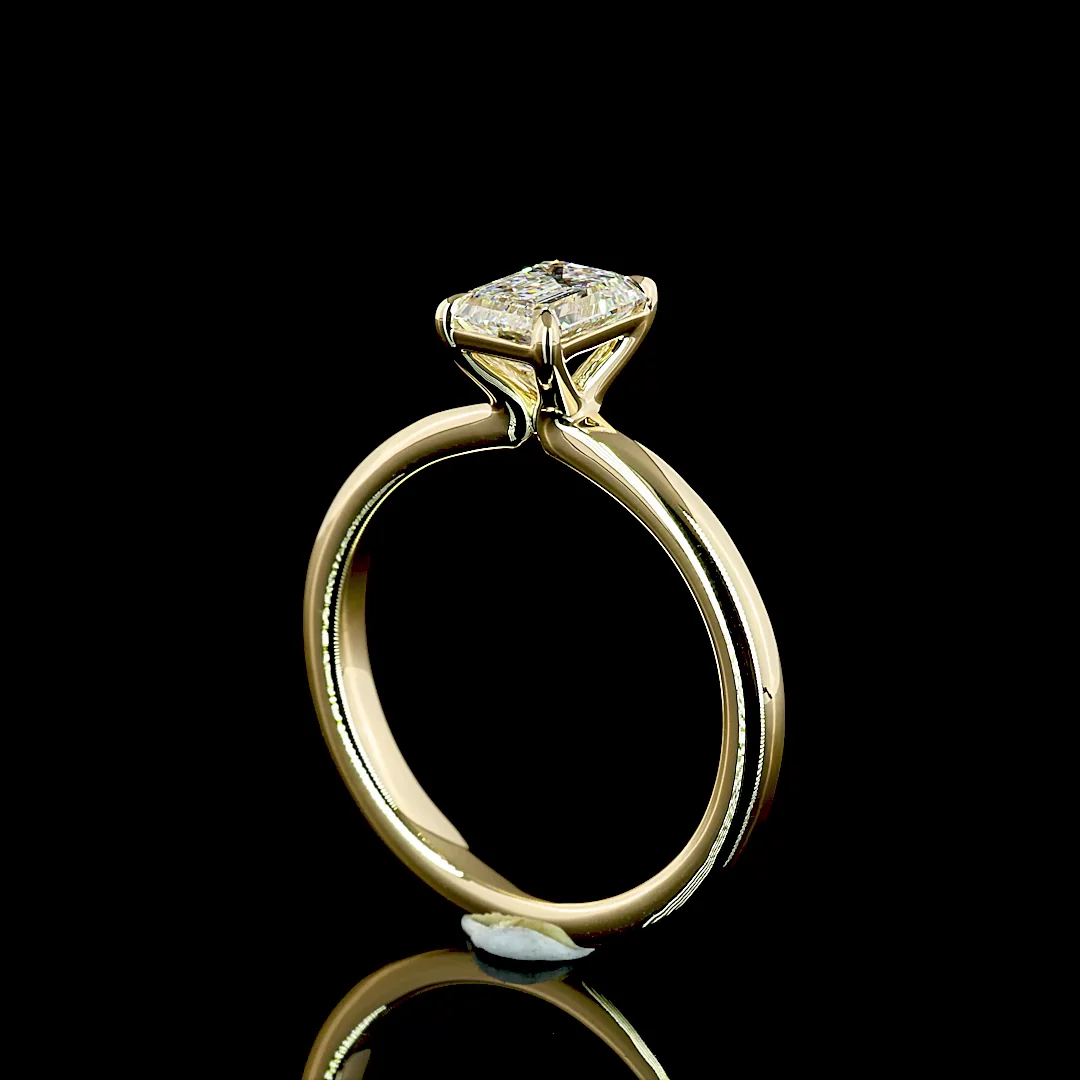 1.02 Cts 14k Yellow Gold Emerald Shape Solitaire Ring - Image 2