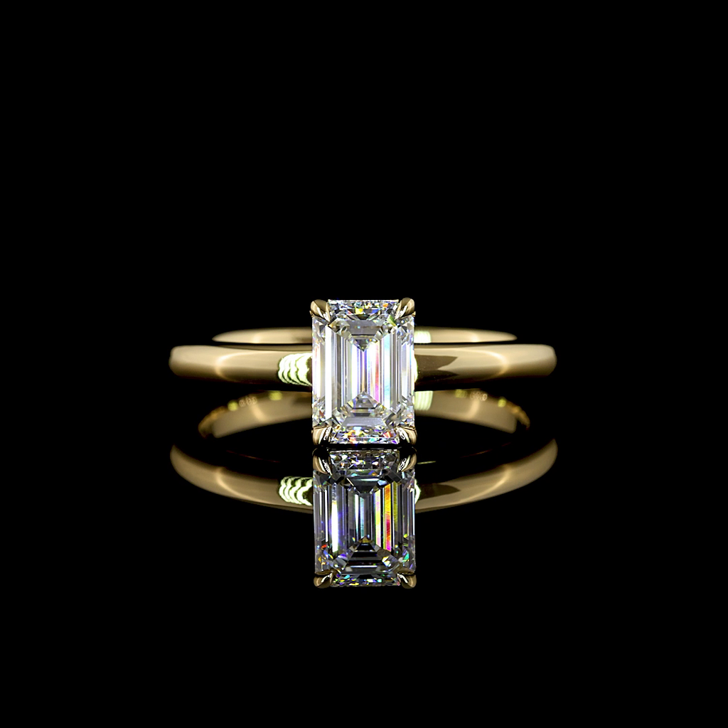 1.02 Cts 14k Yellow Gold Emerald Shape Solitaire Ring - Video