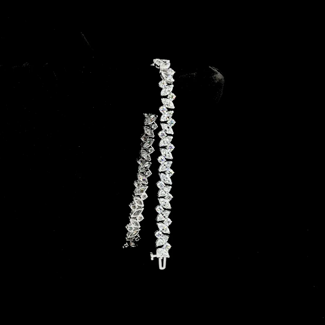 10.43 Cts 14k White Gold Mix Shape Special Bracelet - Image 3