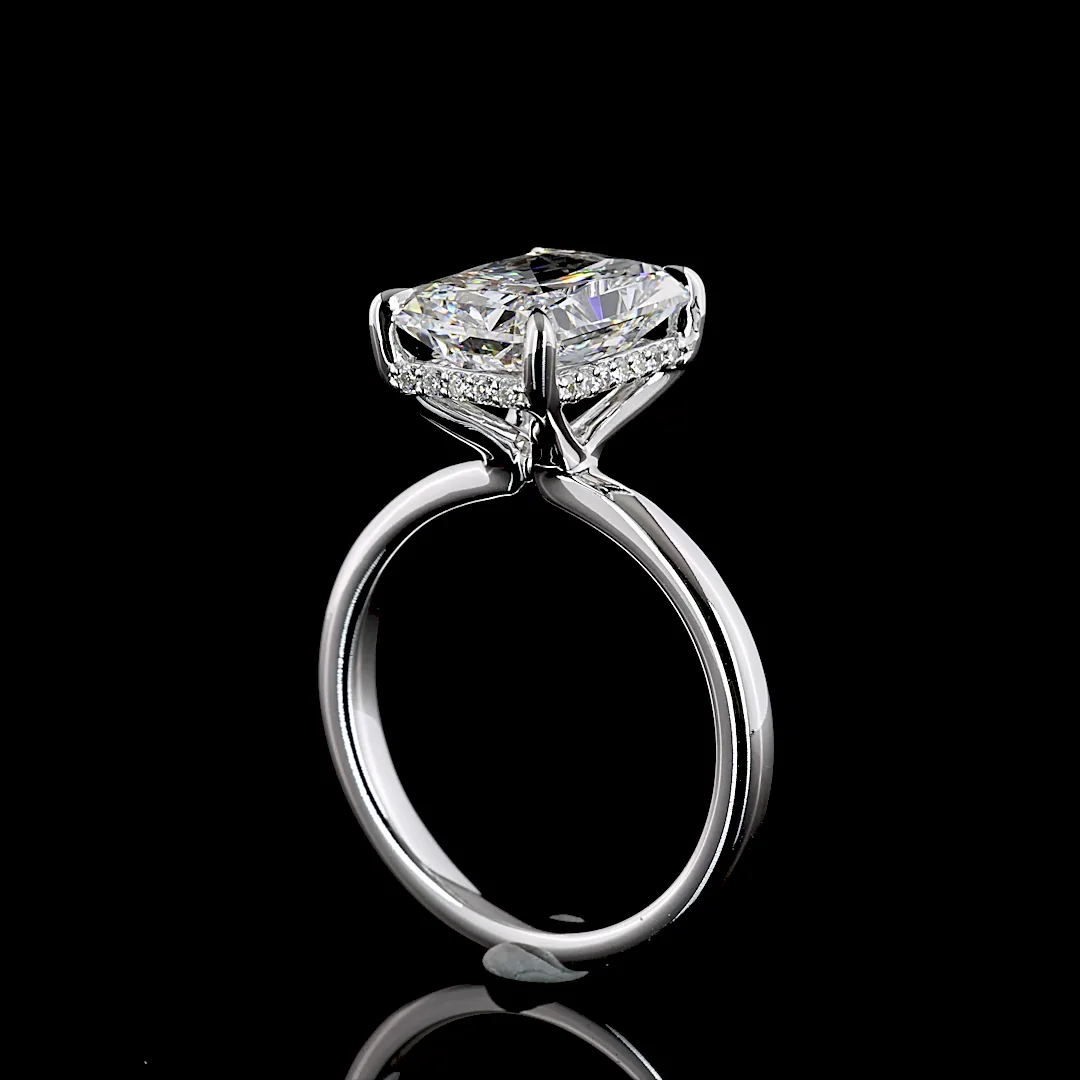 4.22 Cts 14k White Gold Radiant Shape Hidden Halo Ring - Image 2