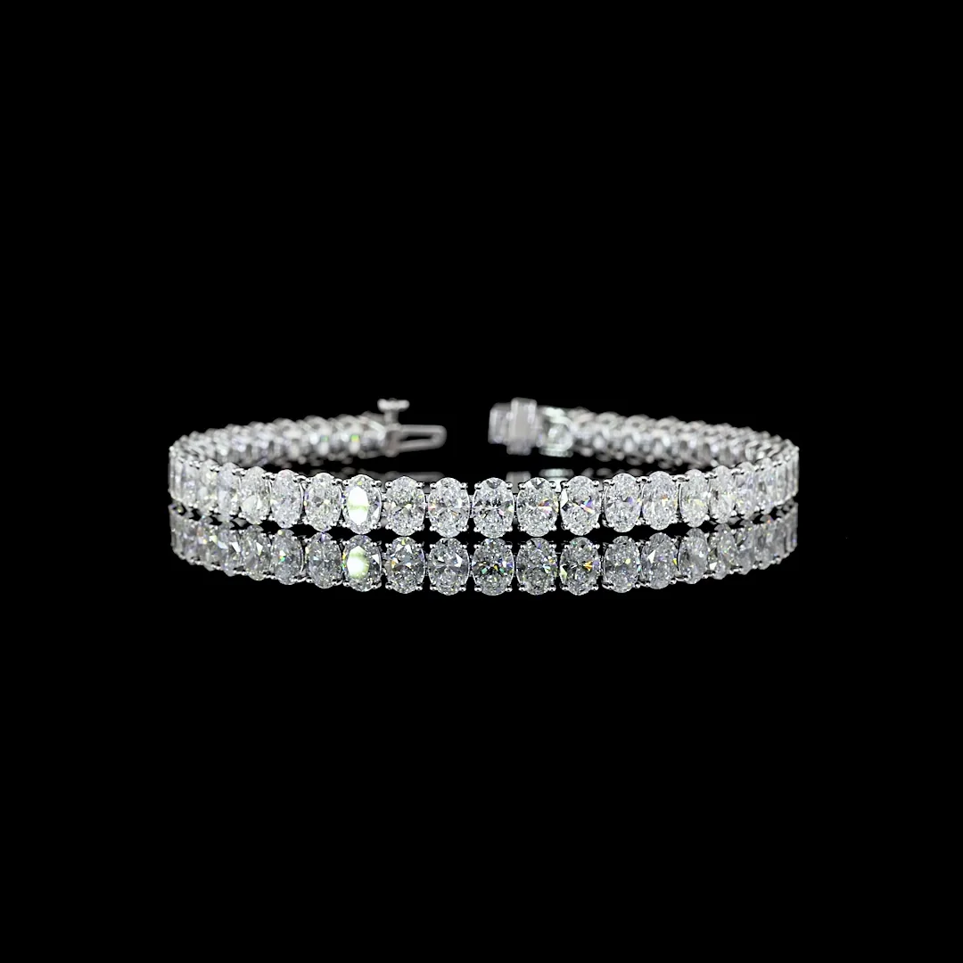 14.14 Cts 14k White Gold Oval Shape Tennis Bracelet - Video