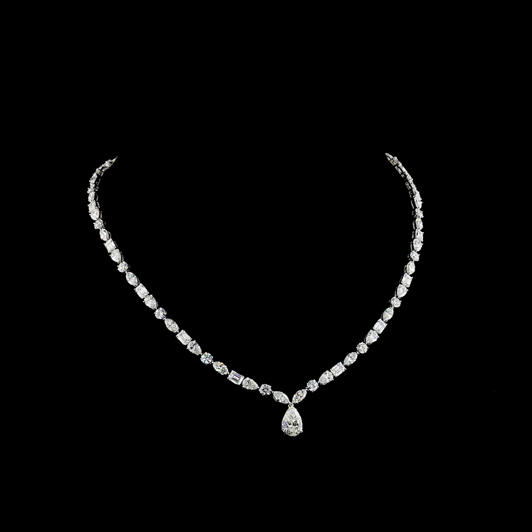 19.17 Cts 14k White Gold Mix Shape Special Necklace - Video