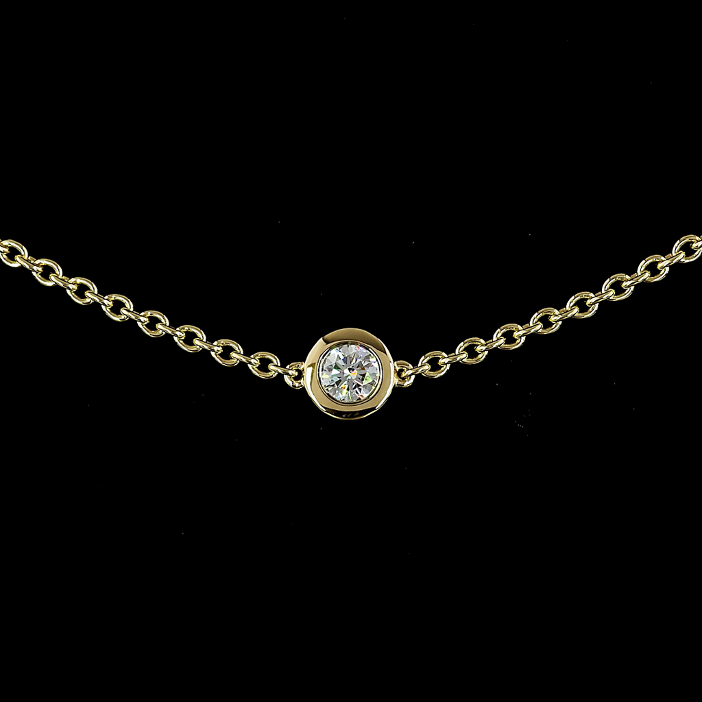 1.96 Cts 14k Yellow Gold Round Shape Station Necklace - Image 3