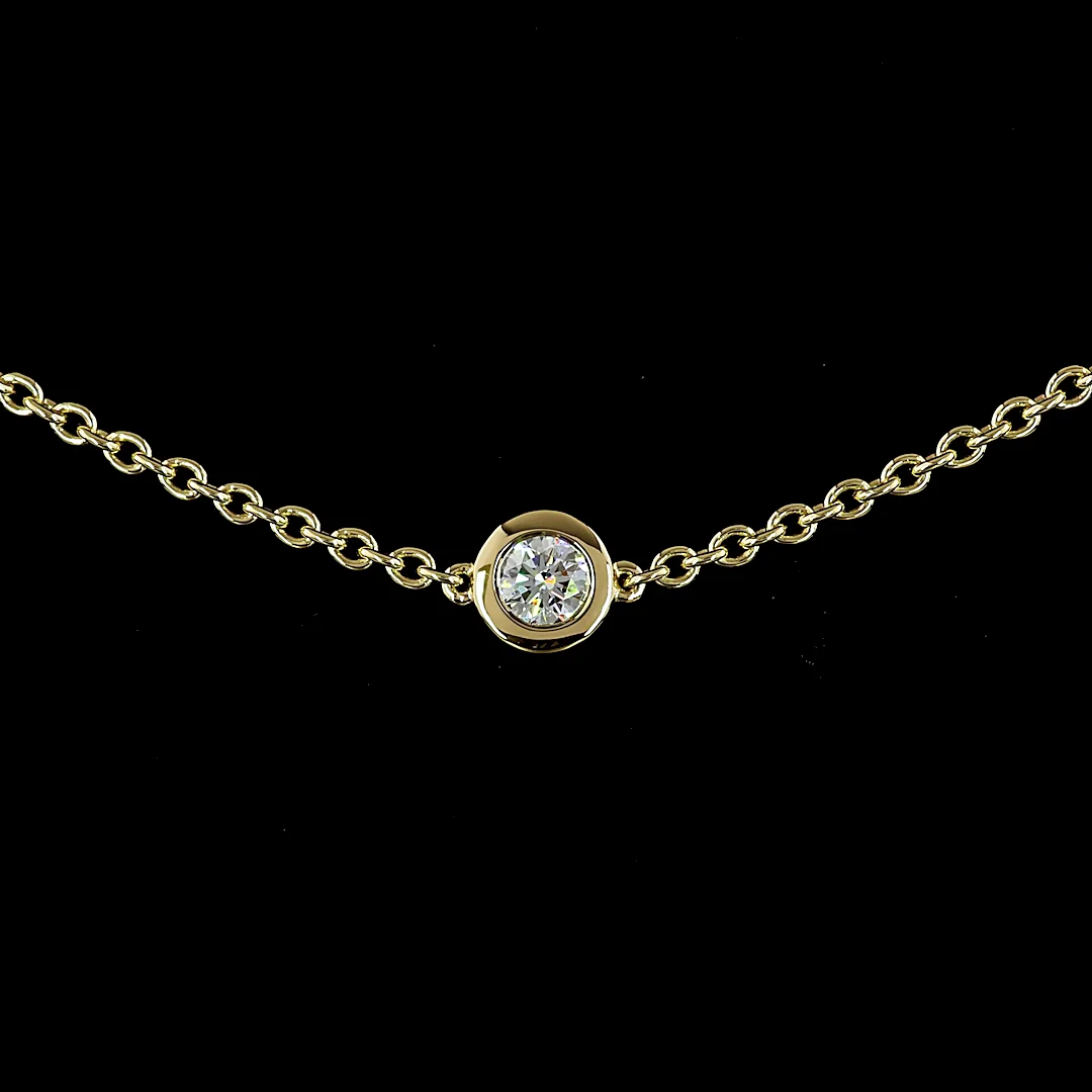 1.96 Cts 14k Yellow Gold Round Shape Station Necklace - Image 3