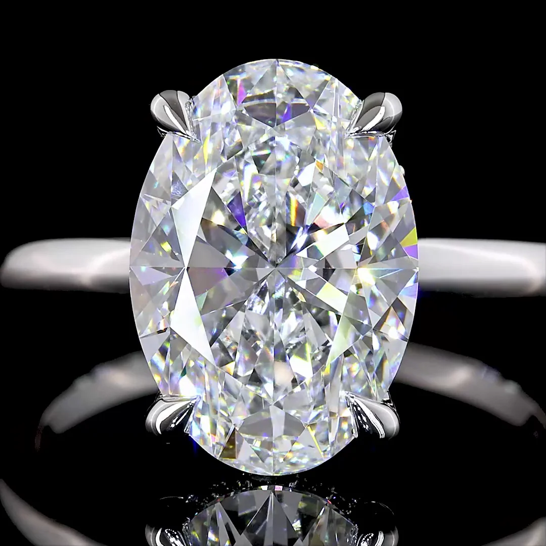 4.16 Cts 14k White Gold Oval Shape Hidden Halo Ring - Image 3