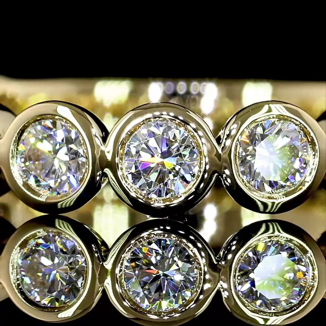 1.03 Cts 14k Yellow Gold Round Shape 3/4 Band Eternity Band - Image 3