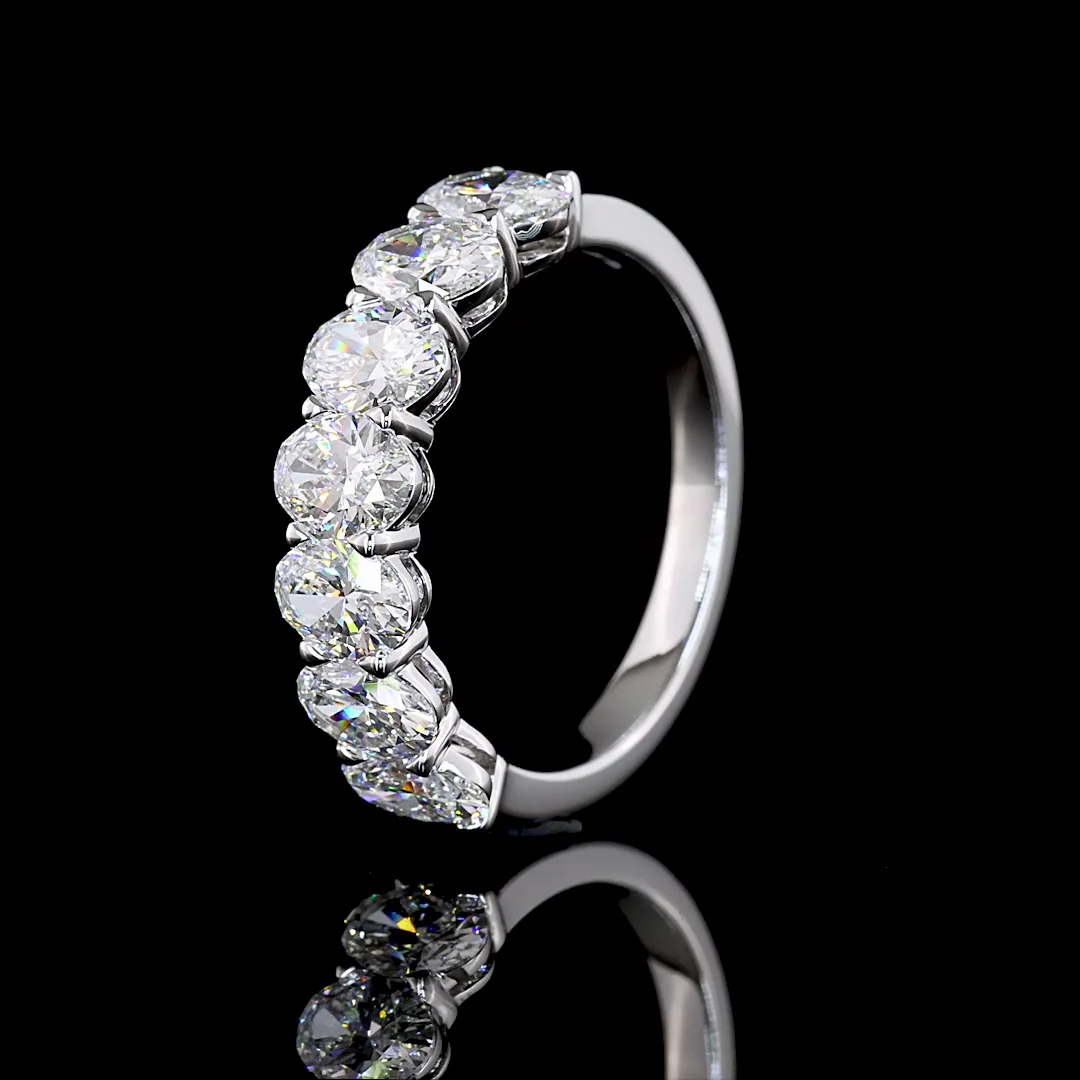 2.22 Cts 14k White Gold Oval Shape 7 Stones Eternity Band - Image 4