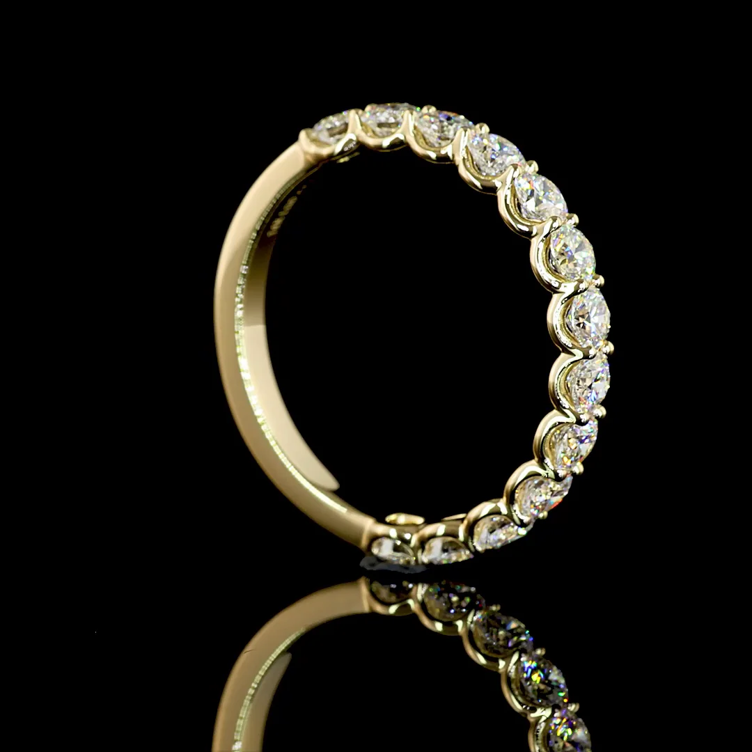 1.21 Cts 14k Yellow Gold Round Shape 3/4 Band Eternity Band - Image 2