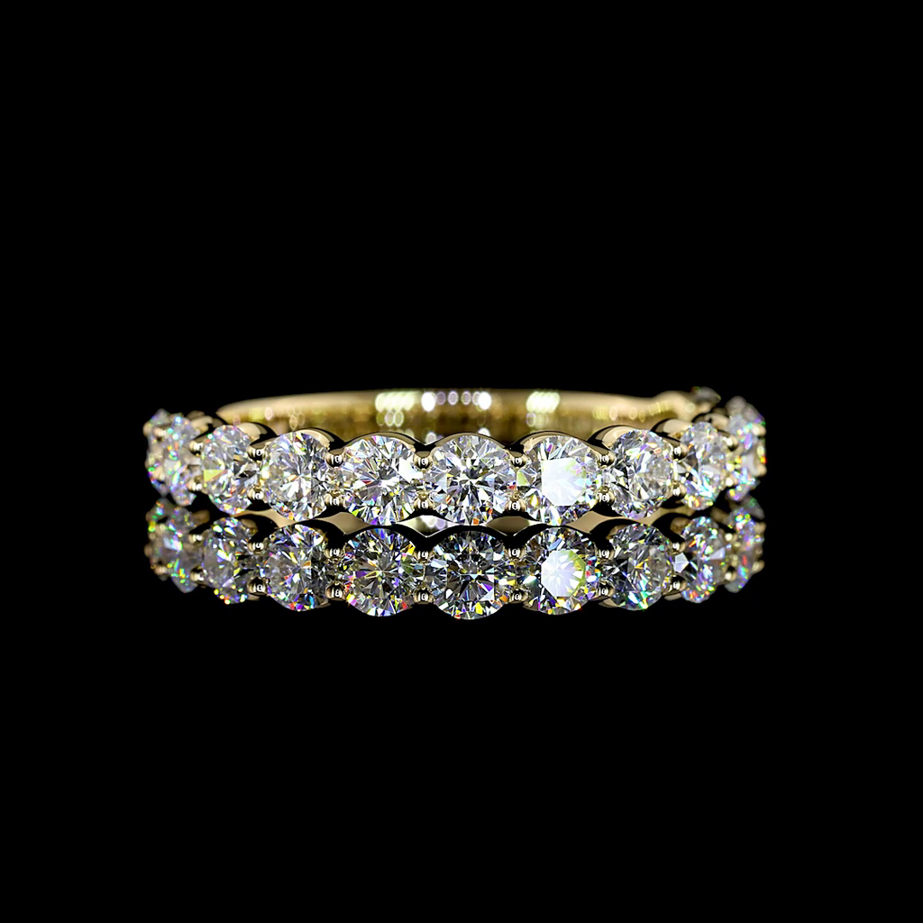 1.21 Cts 14k Yellow Gold Round Shape 3/4 Band Eternity Band - Video