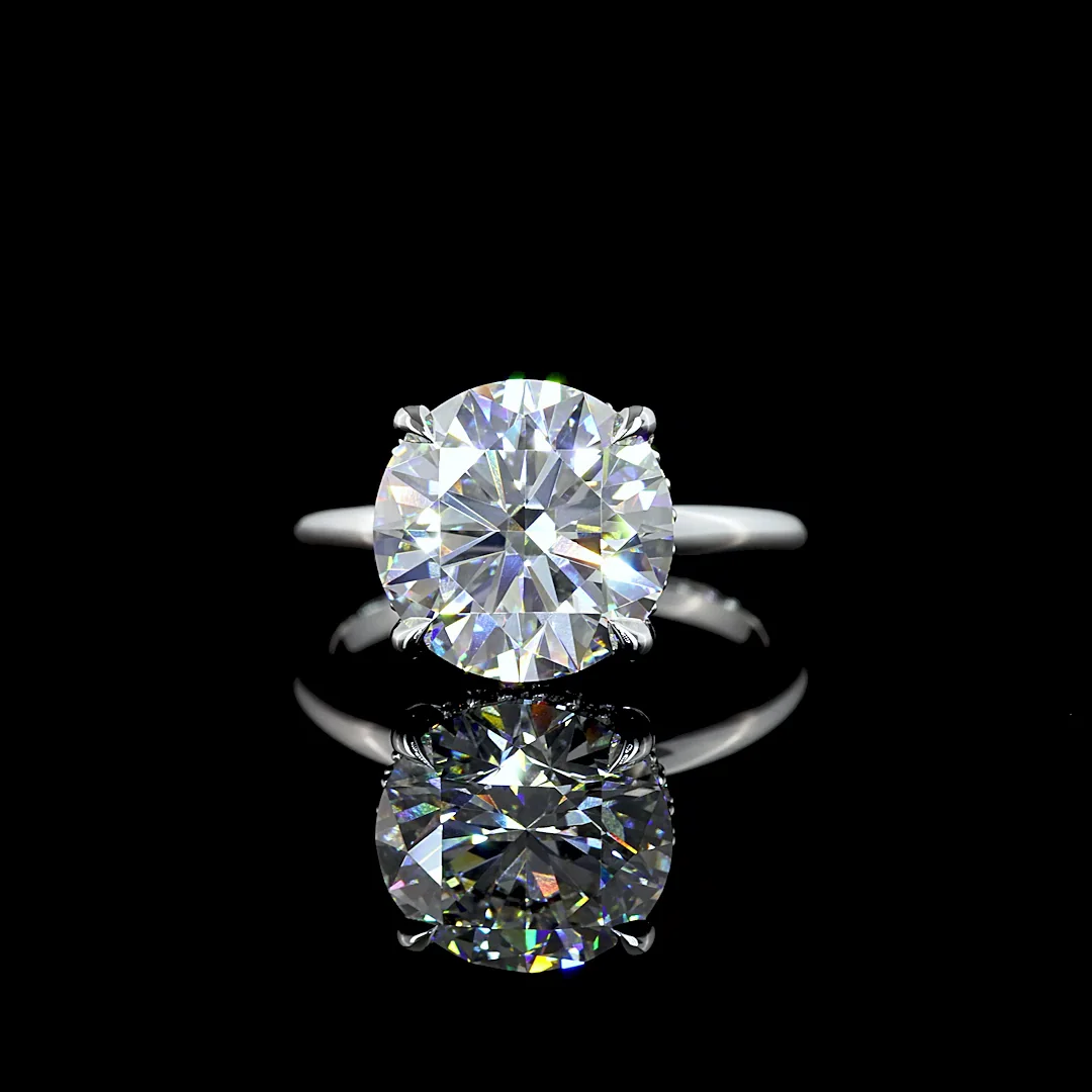 5.22 Cts 14k White Gold Round Shape Hidden Halo Ring - Video