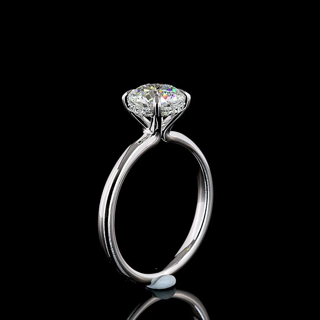 1.61 Cts 14k White Gold Round Shape Hidden Halo Ring - Image 4
