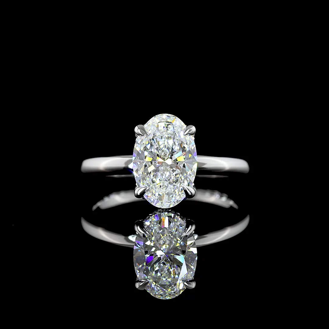 2.17 Cts 14k White Gold Oval Shape Hidden Halo Ring - Video