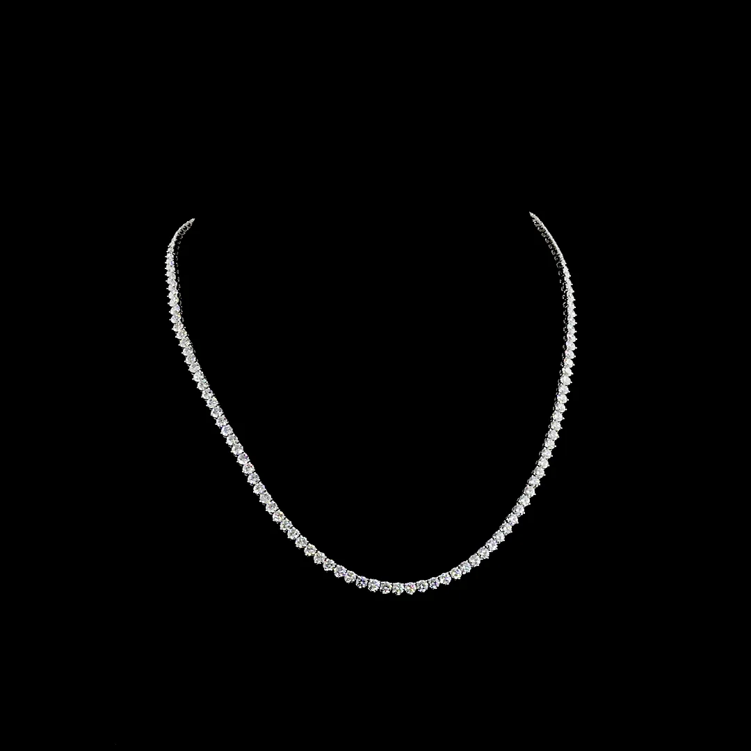 13.31 Cts 14k White Gold Round Shape Tennis Necklace - Video